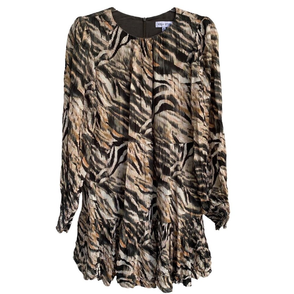 Willa Story  “Ellie” Long Sleeve Tiered Stripe Print Dress Size Medium